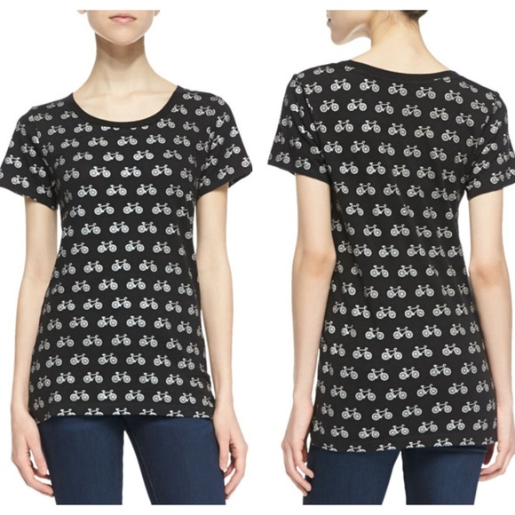 French Connection Sonny Slub Bicycle Print Tee Large - Picture 2 of 8